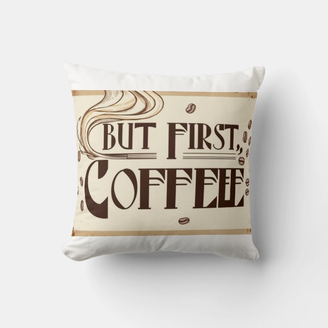 Coussin Affiche de citation pour amateur de café avec tour (Recto)