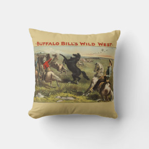 Coussin Affiche de cow-boy de l'Ouest sauvage de Buffalo B