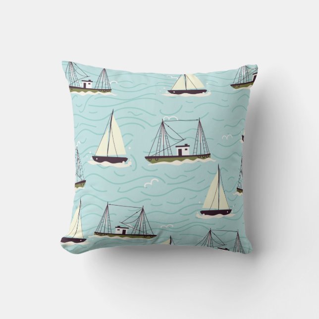 Coussin Affiche de motifs de pêche nautiques (Recto)