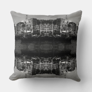 Coussin Affiche de péniches habitées de Hong Kong sur la r