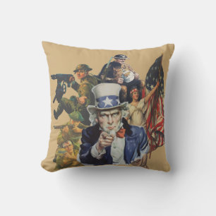 Coussin Affiche de propagande américaine de la Première Gu