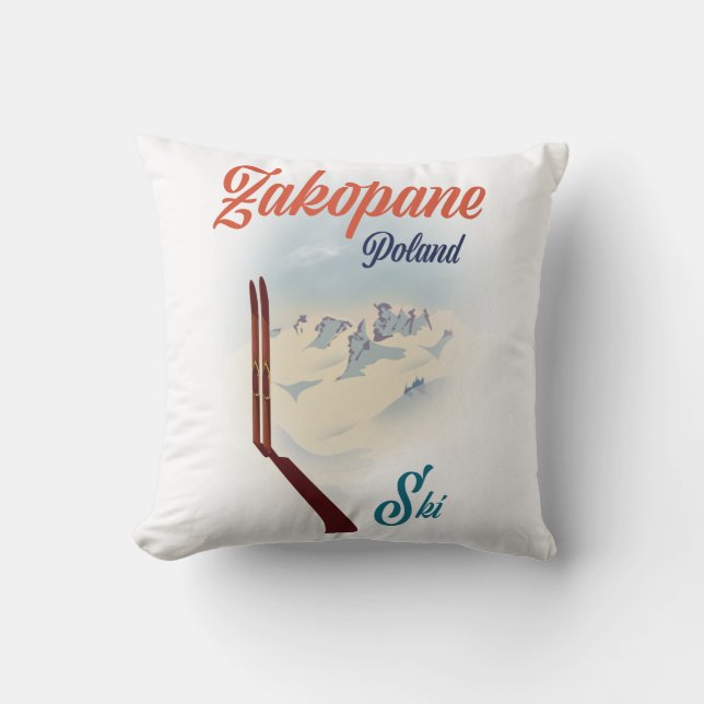 Coussin Affiche de ski Zakopane Pologne (Recto)