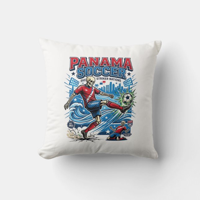 Coussin Affiche de style de squelette de football de Panam (Recto)