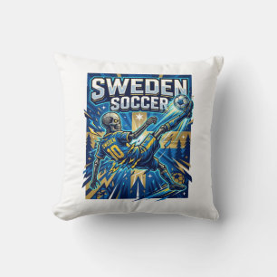 Coussin Affiche de style squelette de football suédois Nat