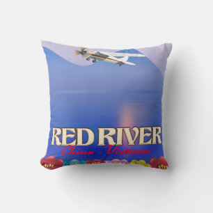 Coussin Affiche de vacances au Cambodge de la rivière Roug