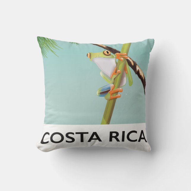 Coussin Affiche de vacances de la grenouille à arbre du Co (Recto)