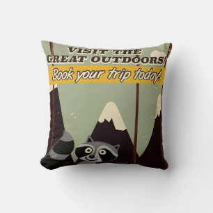 Coussin Affiche de vacances vintage Visite de la grande ou