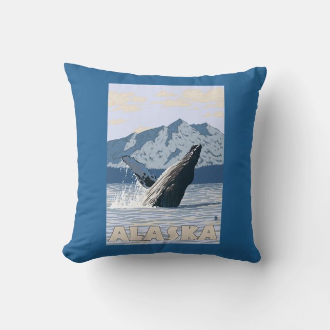 Coussin Affiche de Vintage voyage de baleine (Recto)