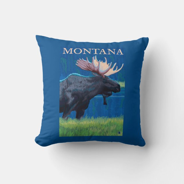 Coussin Affiche de Vintage voyage de MontanaMoose (Recto)