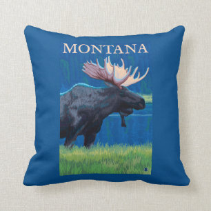 Coussin Affiche de Vintage voyage de MontanaMoose