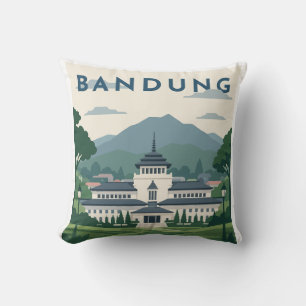 Coussin Affiche de voyage à Bandung Indonésie