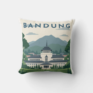 Coussin Affiche de voyage à Bandung Indonésie
