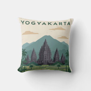 Coussin Affiche de voyage à Yogyakarta Indonésie