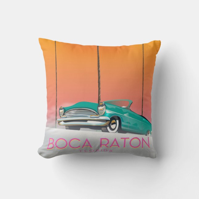Coussin Affiche de voyage Boca Raton Floride. (Recto)