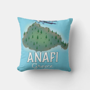 Coussin Affiche de voyage de l'île d'Anafi Grèce.