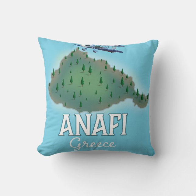 Coussin Affiche de voyage de l'île d'Anafi Grèce. (Recto)