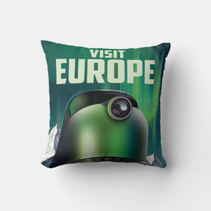 Coussin Affiche de voyage de science-fiction Visite Europe