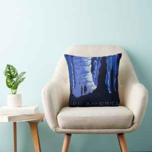 Coussin Affiche de voyage de spéléologie Cavernes Voyage V