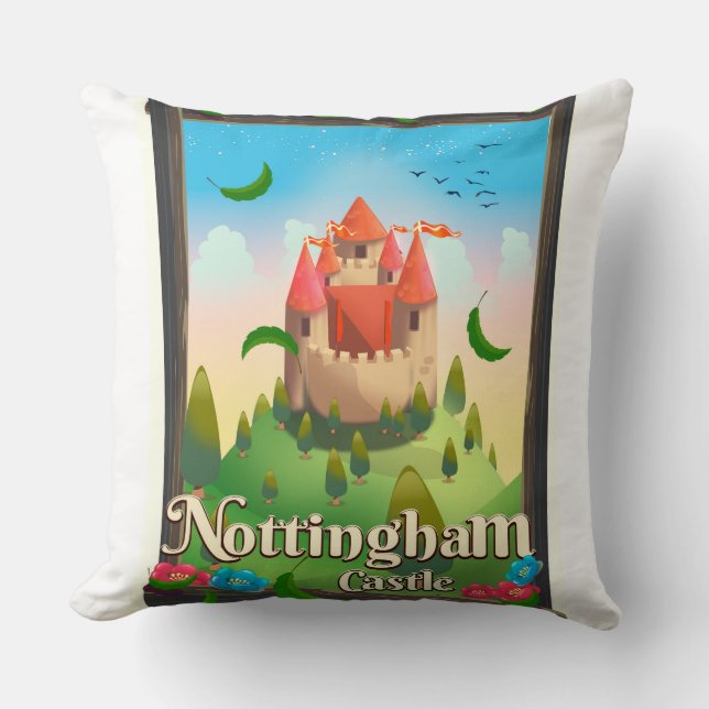 Coussin Affiche de voyage du château de Nottingham (Recto)