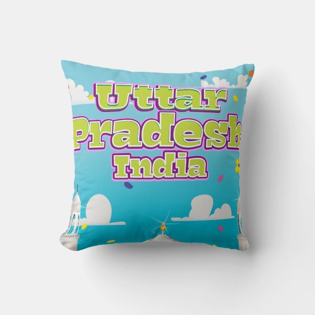 Coussin Affiche de voyage en Uttar Pradesh indien. (Recto)