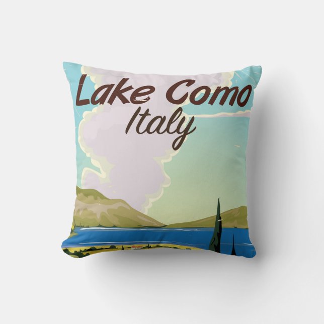 Coussin Affiche de voyage Lac de Côme Italie (Recto)