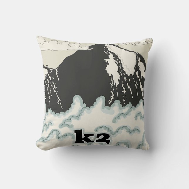 Coussin Affiche de voyage montagne K2 (Recto)