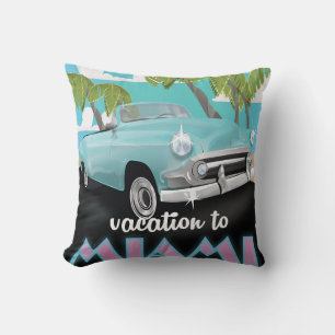 Coussin Affiche de voyage pour des vacances à Miami