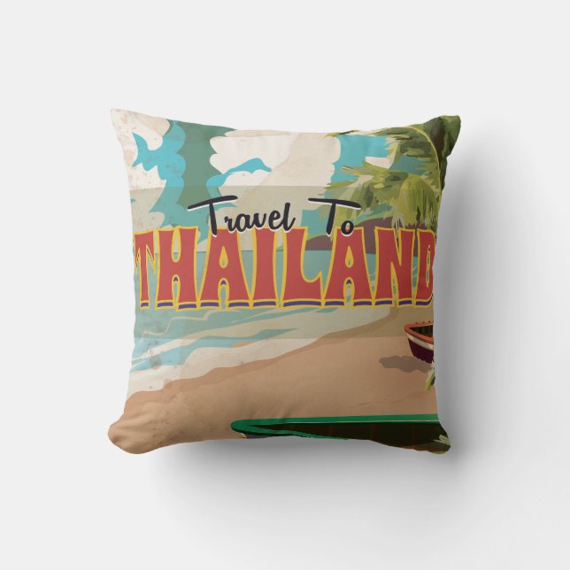Coussin Affiche de voyage pour mariage en Thaïlande (Recto)