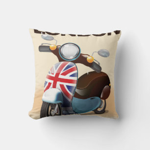 Coussin Affiche de voyage représentant un scooter vintage 
