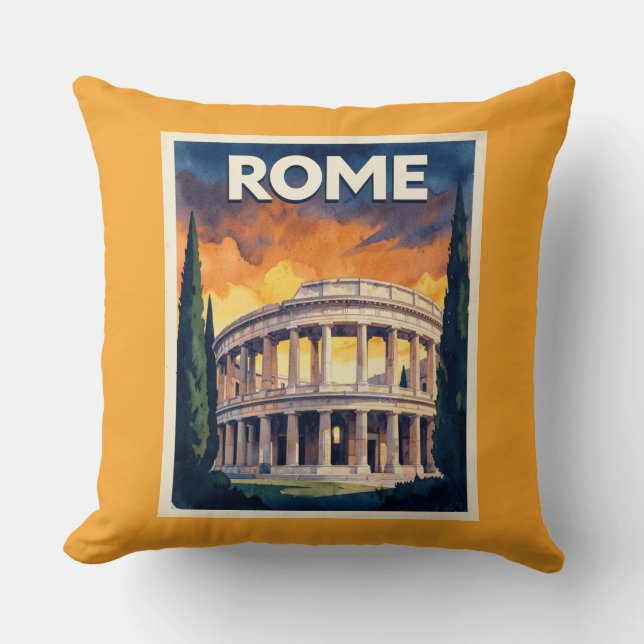 Coussin Affiche de voyage rétro Rome (Recto)