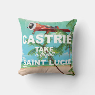 Coussin Affiche de voyage vintage Castrie Sainte Lucie