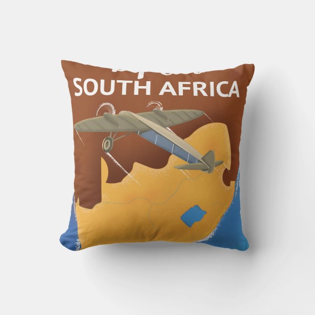 Coussin Affiche de voyage vintage d'Afrique du Sud (Recto)