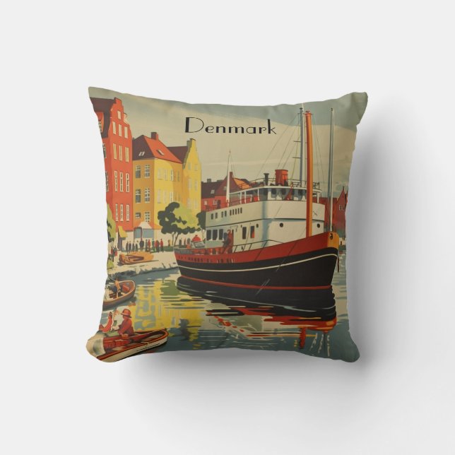 Coussin Affiche de voyage vintage Danemark  (Recto)