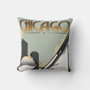 Coussin Affiche de voyage vintage de Chicago