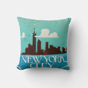 Coussin Affiche de voyage vintage de la ville de New York