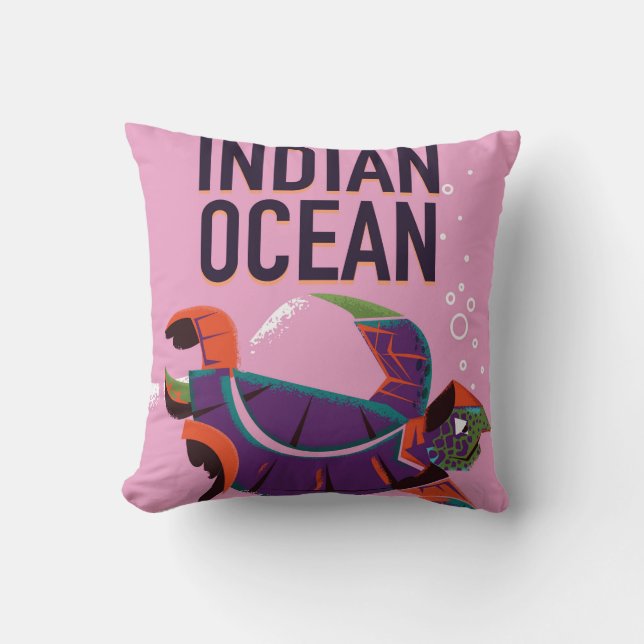 Coussin Affiche de voyage vintage de l'Océan Indien (Recto)