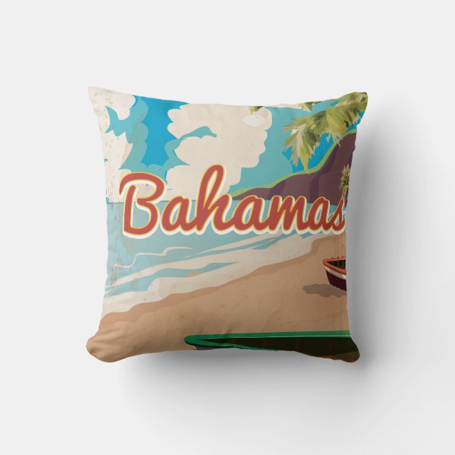 Coussin Affiche de voyage vintage des Bahamas. (Recto)