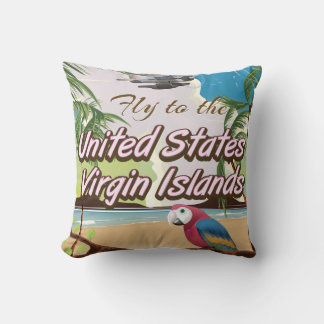 Coussin affiche de voyage vintage des îles Vierges américa