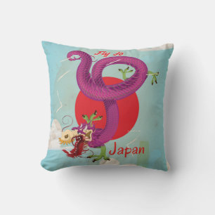 Coussin Affiche de voyage vintage Dragon Japon
