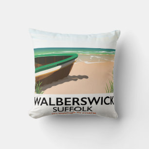 Coussin affiche de voyage vintage walberbrunswick suffolk
