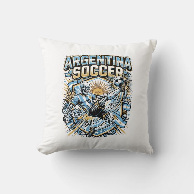 Coussin Affiche des Nations de football squelette d'Argent (Recto)