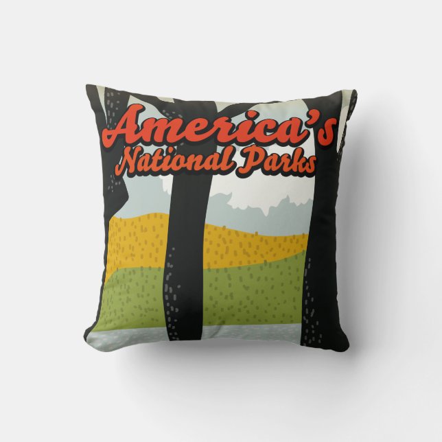 Coussin Affiche des Parcs Nationaux d'Amérique (Recto)