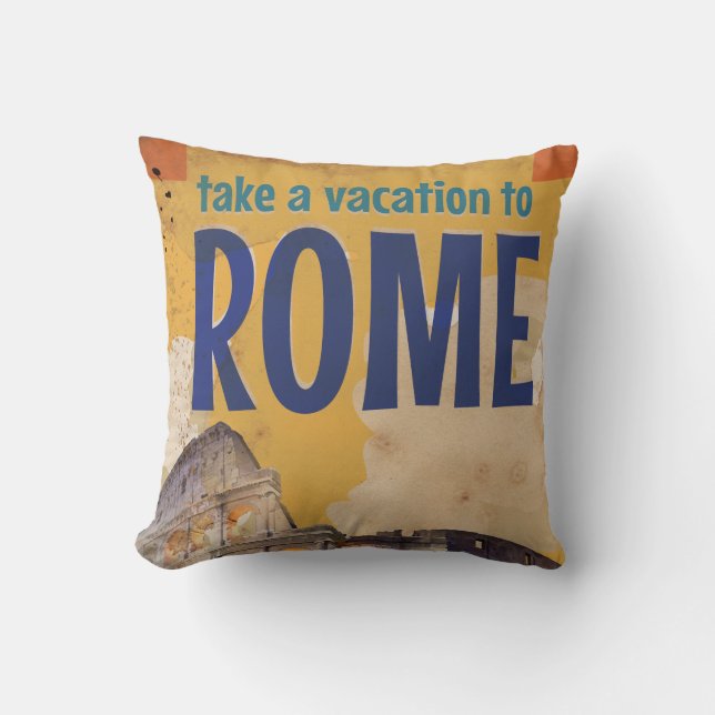 Coussin Affiche du Vintage voyage de Rome (Recto)