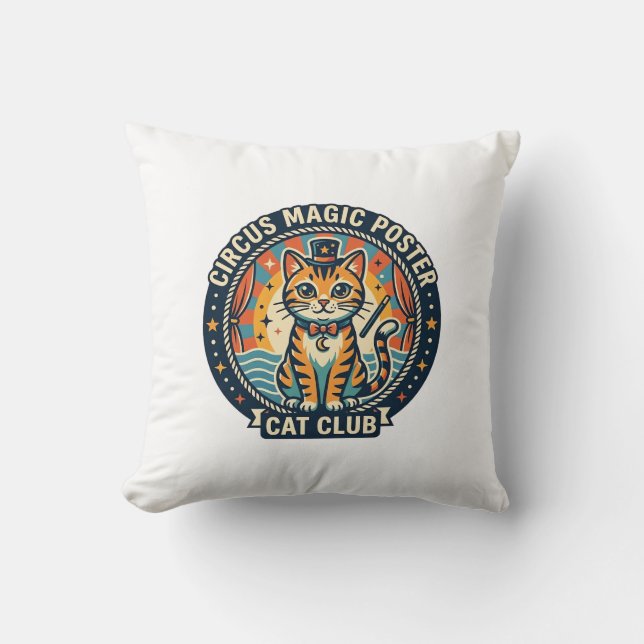 Coussin Affiche Magie de Cirque Chat Mignon Design - Cirqu (Recto)