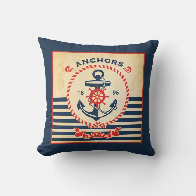 Coussin Affiche nautique vintage (Recto)