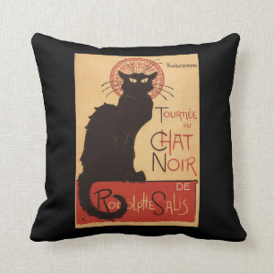 Coussin Affiche Noir de promo de chat noir de troupe de