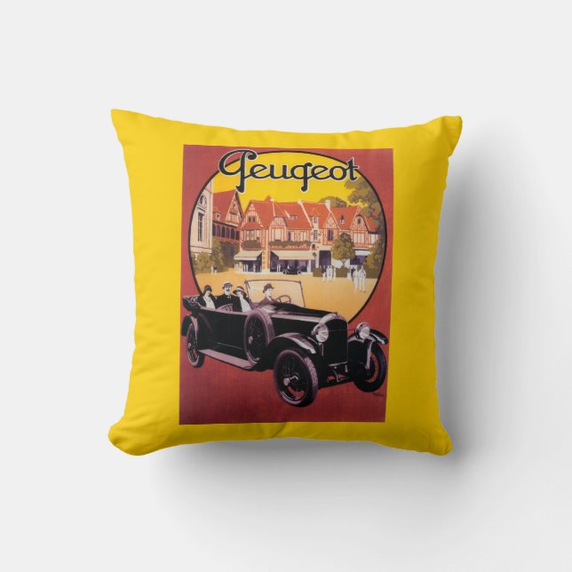 Coussin Affiche promotionnelle d'automobile de Peugeot (Recto)