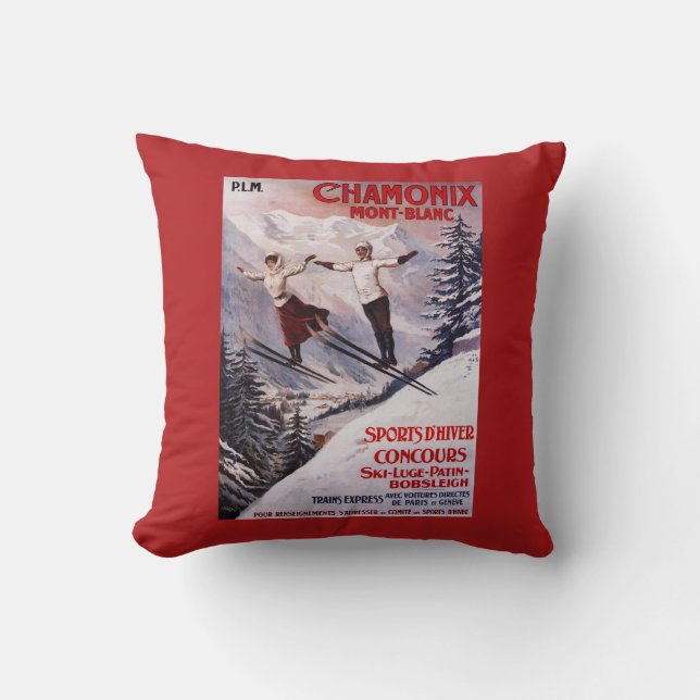 Coussin Affiche promotionnelle de ski (Recto)