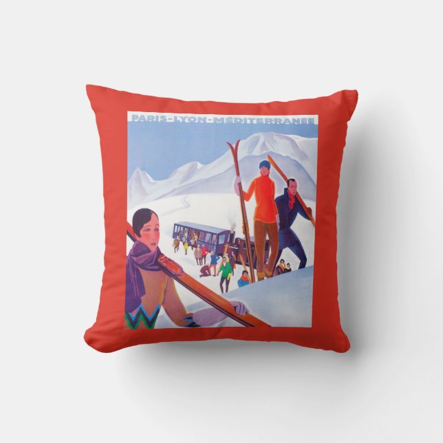 Coussin Affiche promotionnelle ferroviaire de PLM (Recto)