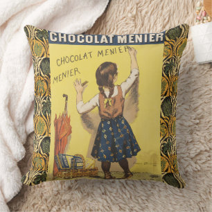 Coussin Affiche vintage 1892 Chocolat Menier Jeune Fille f